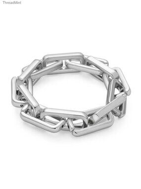 Adjustable Chunky Stretch Bracelet, Thick Square Link Chain, Statement Jewelry